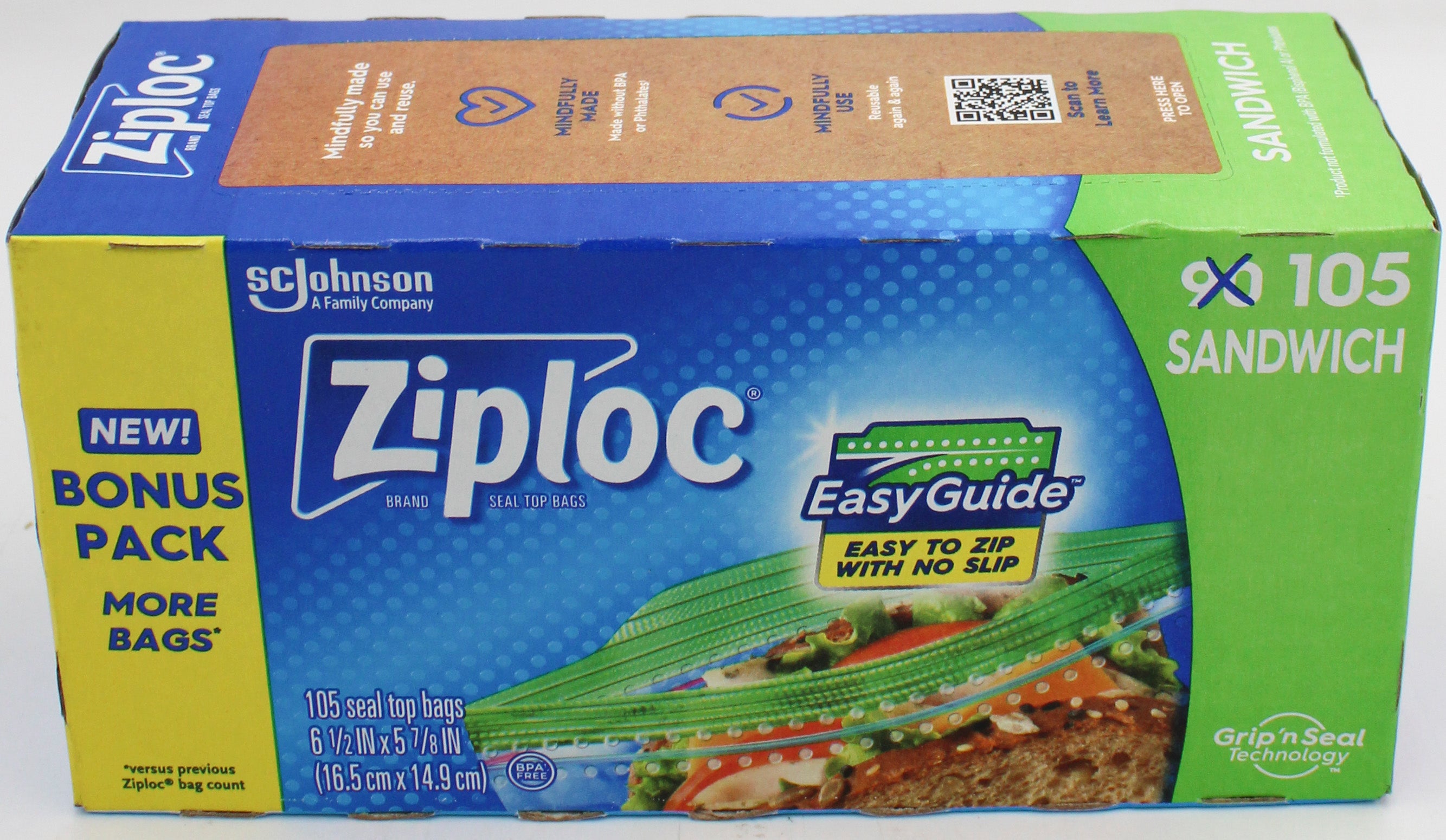 SP ZIPLOC BAG 105CT SANDWICH.