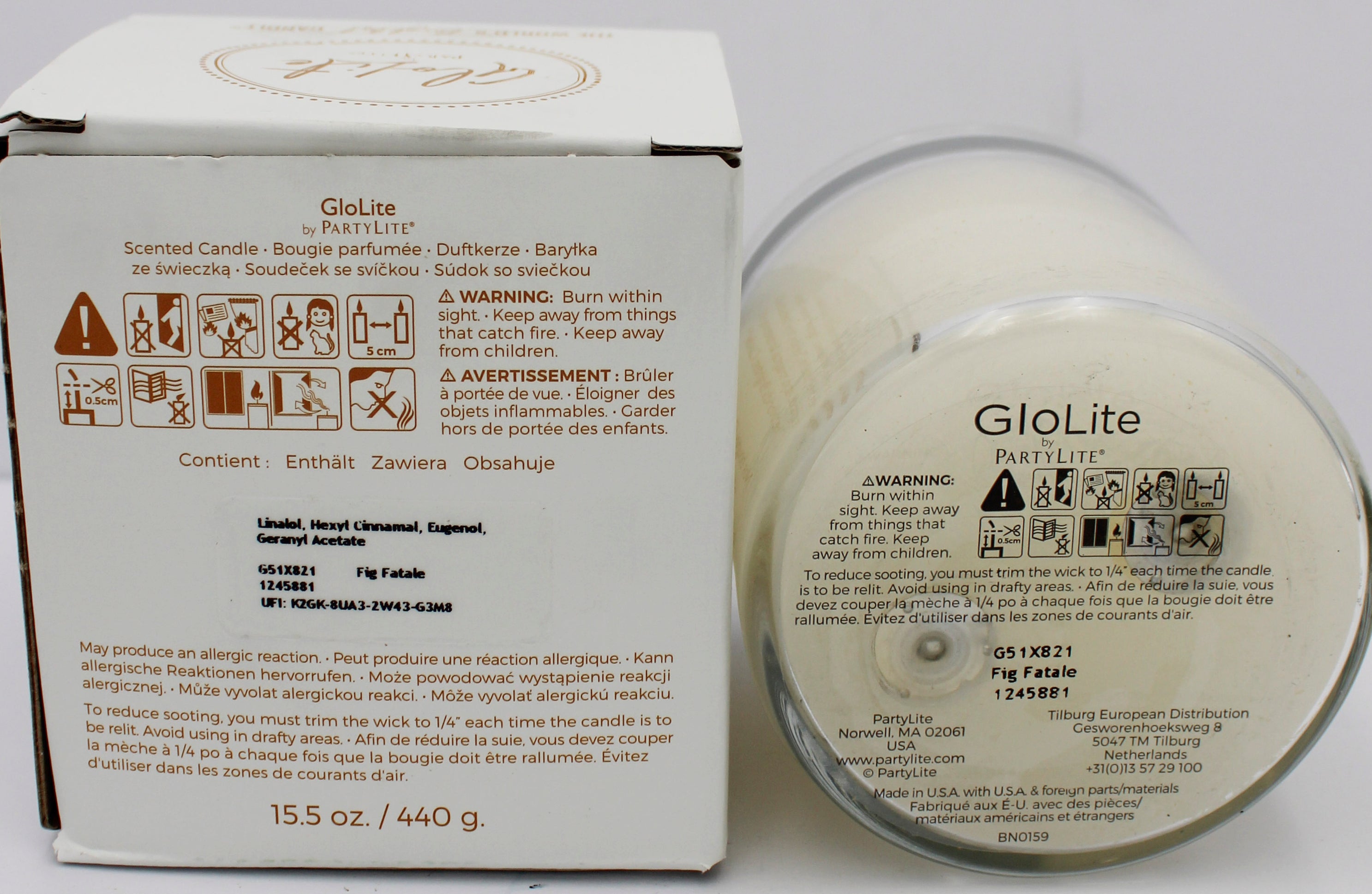 PARTYLITE GLO FIG FATALE SCENTED JAR CANDLE 15.5oz