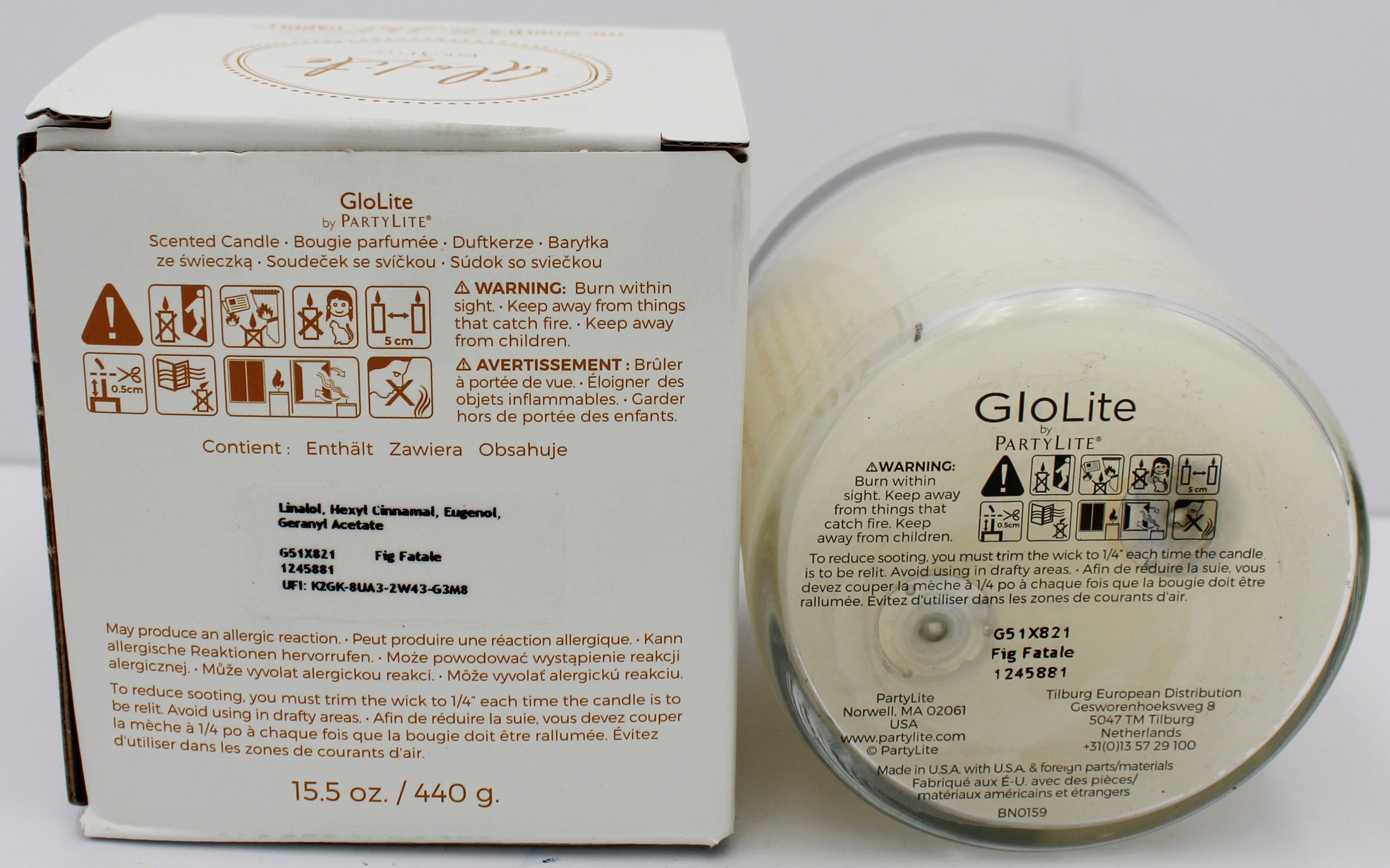 PARTYLITE GLO FIG FATALE SCENTED JAR CANDLE 15.5oz