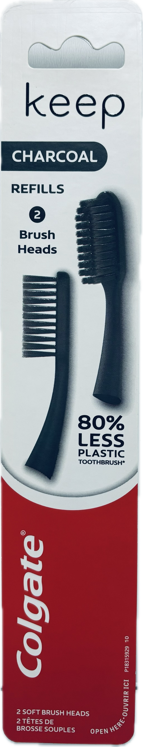 COLGATE KEEP BRUSH SOFT HEADS REFILL 2CT CHARCOAL  NI