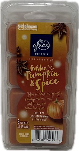 SP GLADE GOLDEN PUMPKIN & SPICE 8CT WAX MEAL 3.1oz