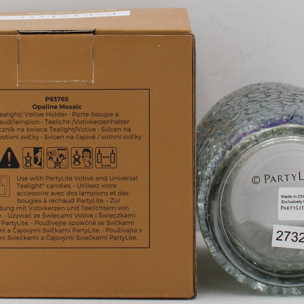 PARTYLITE OPALINE MOSAIC TEALIGHT HOLDER 3 1/4"D x 3 1/2"H