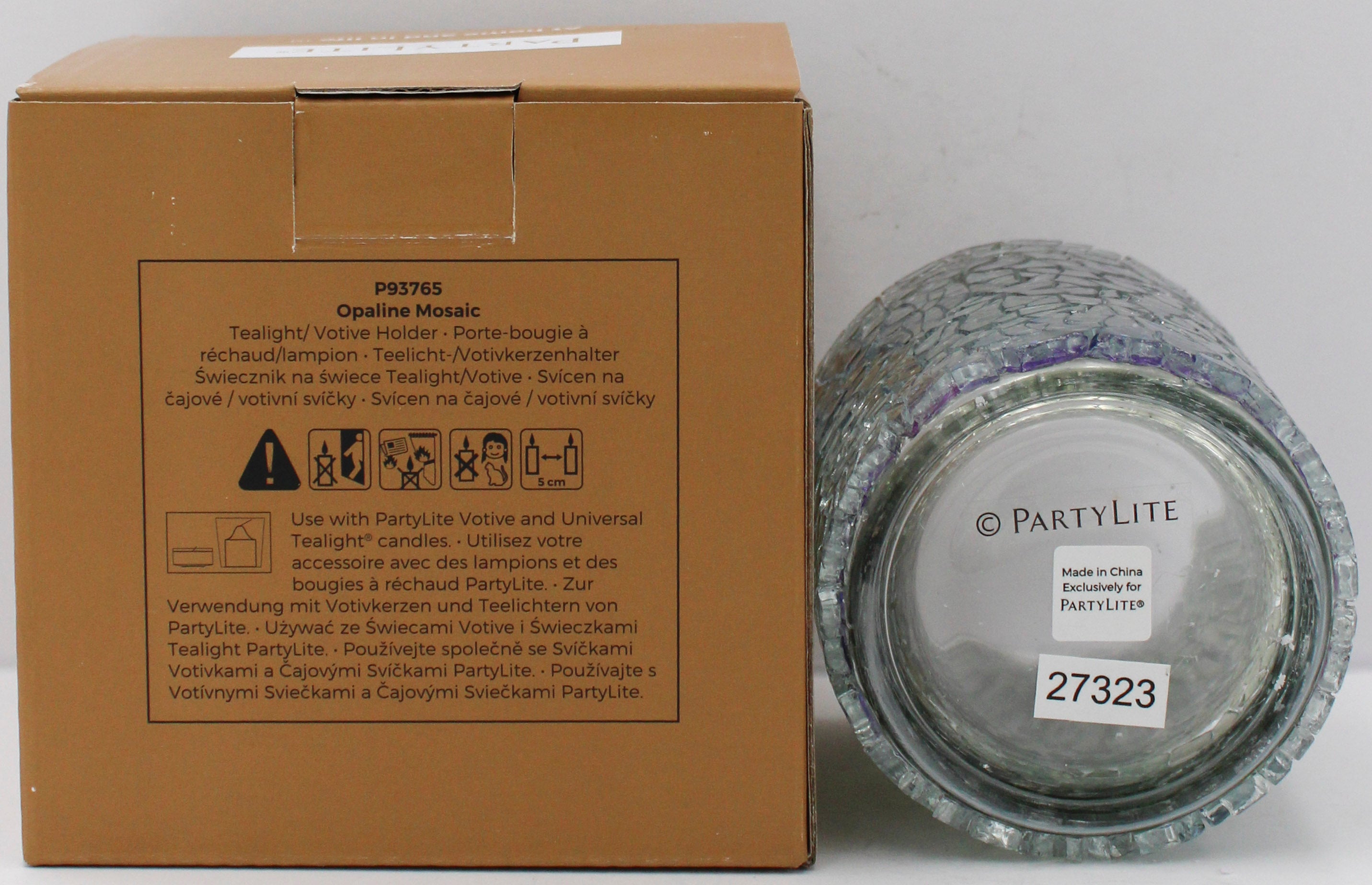 PARTYLITE OPALINE MOSAIC TEALIGHT HOLDER 3 1/4"D x 3 1/2"H