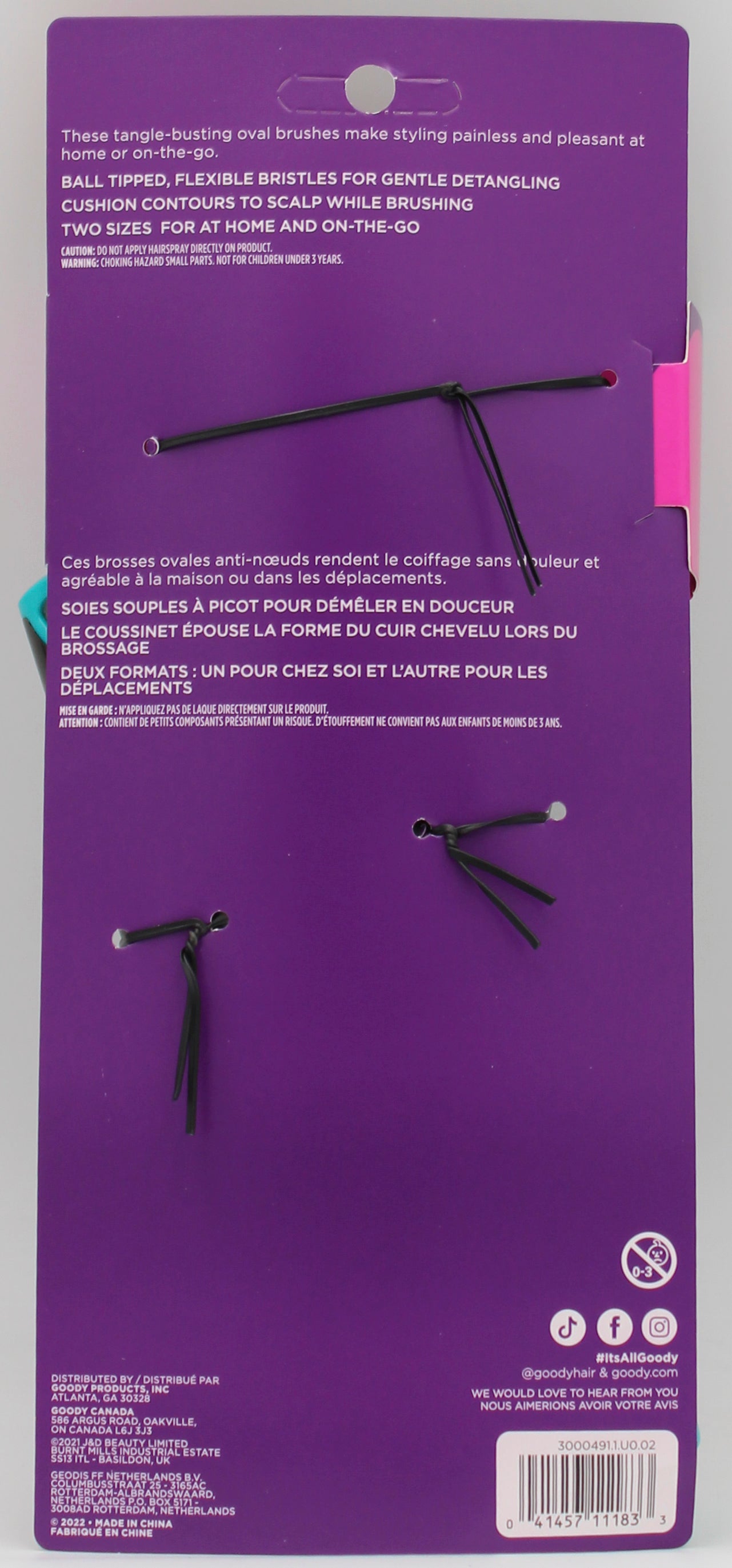 GOODY SMART CLASSICS BRUSH OVAL PURSE 2ct NI