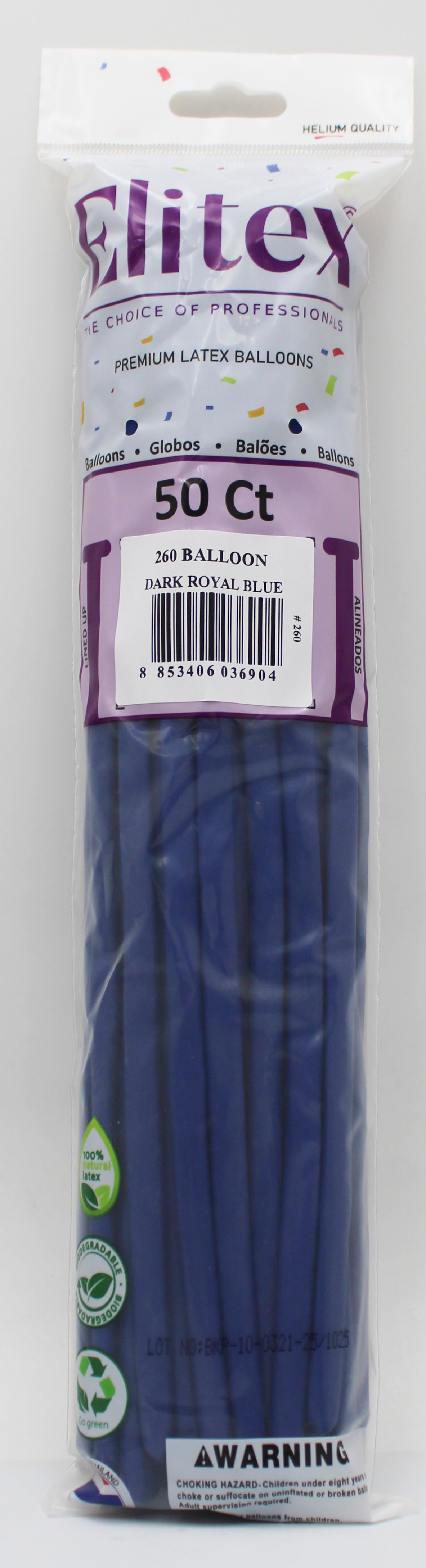 ELITEX 260" DARK ROYAL BLUE MODELLING BALLOON, 50 PACK