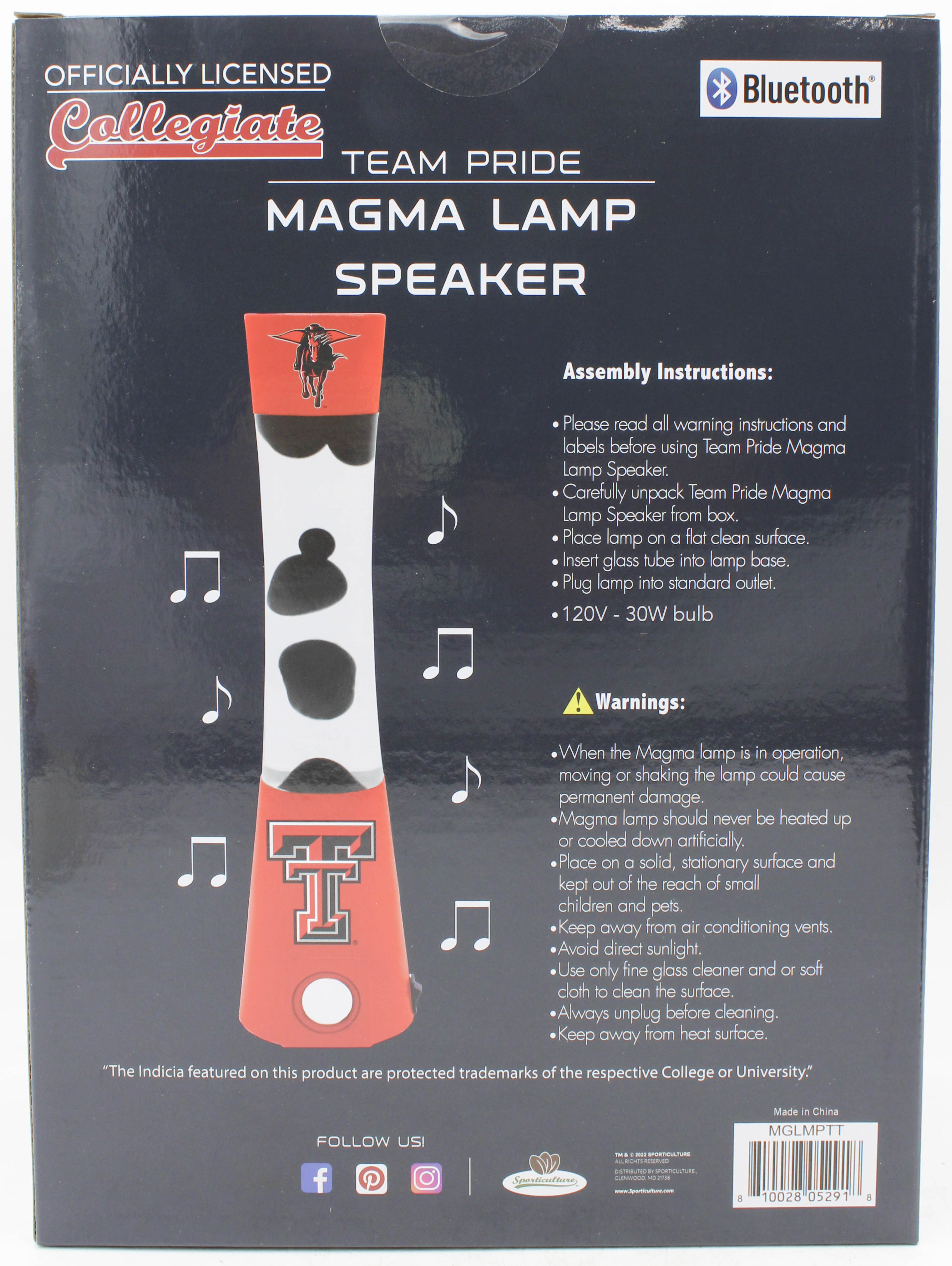 NCAA TEXAS TECH RED RAIDERS LAVA LAMP SPEAKER 16.5"