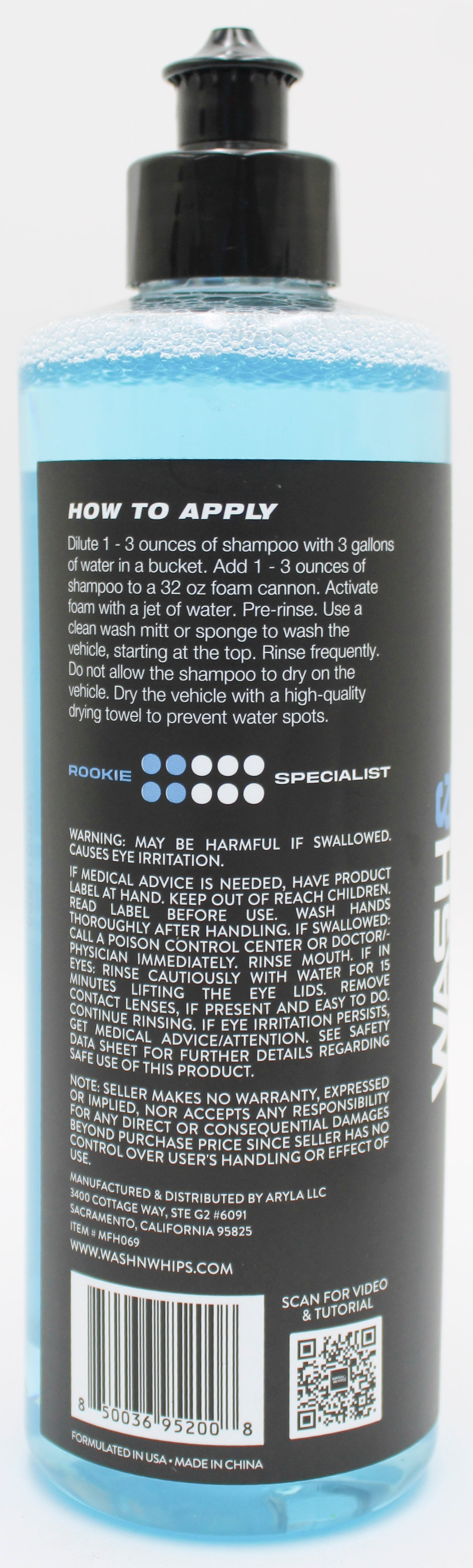 WASH N WHIPS SILVERSTONE CAR SHAMPOO - 16 OZ
