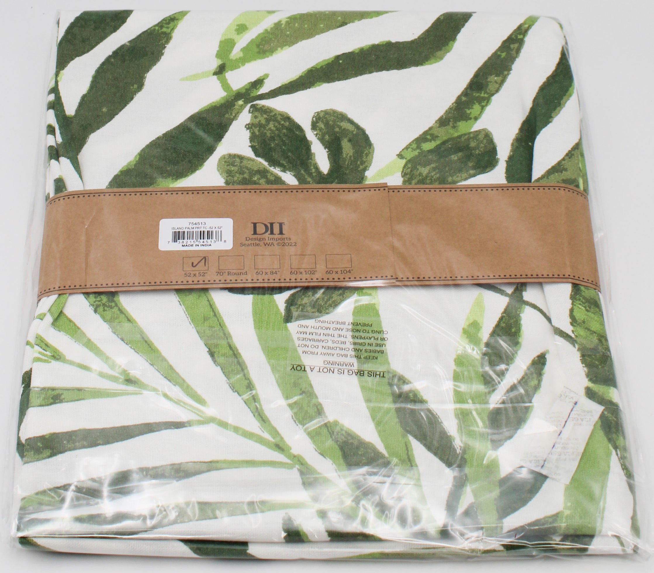 TABLECLOTH -  52 X 52 ISLAND PALM PRINTED