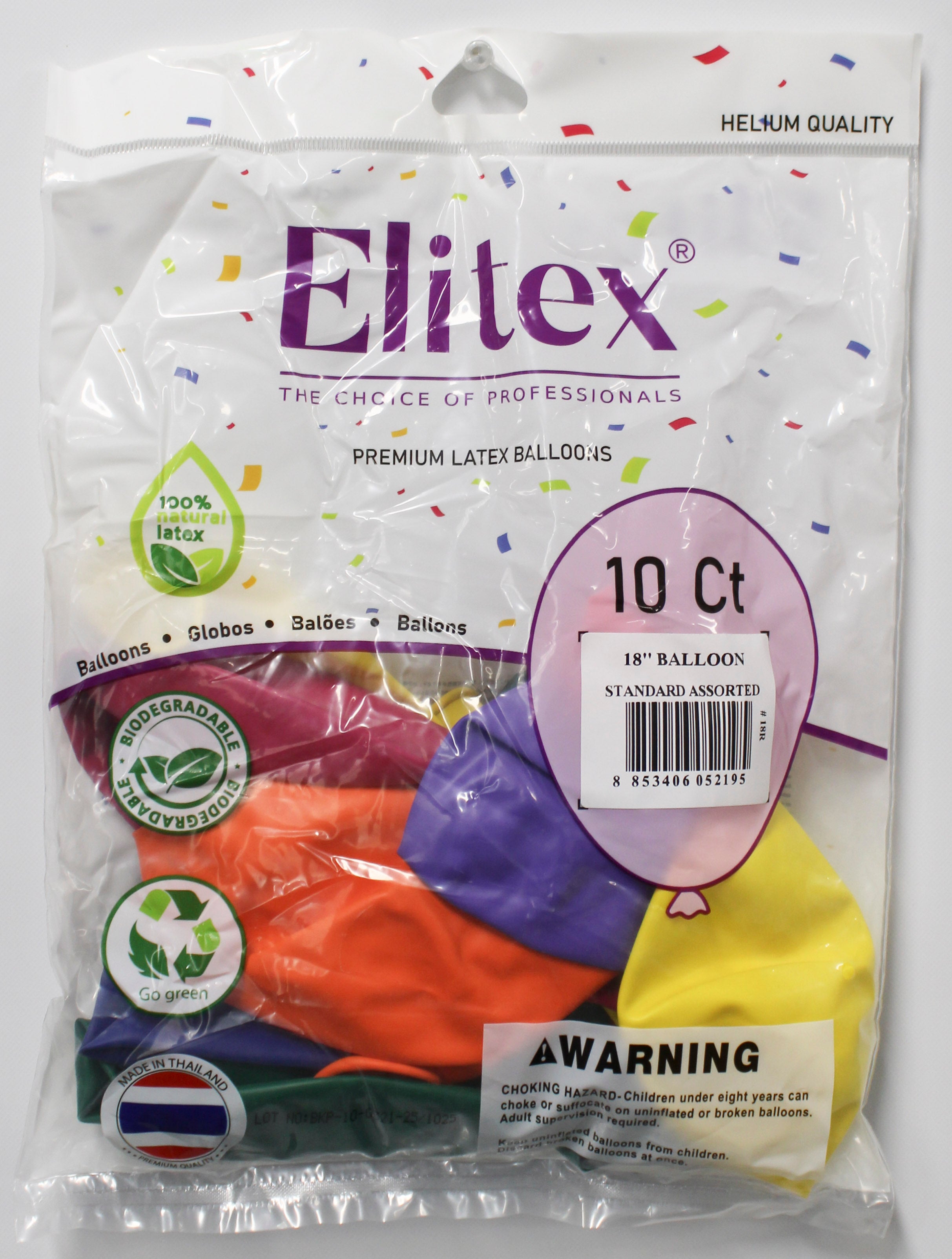 ELITEX "18" ASSORTED ROUND BALLOON, 10 PACK