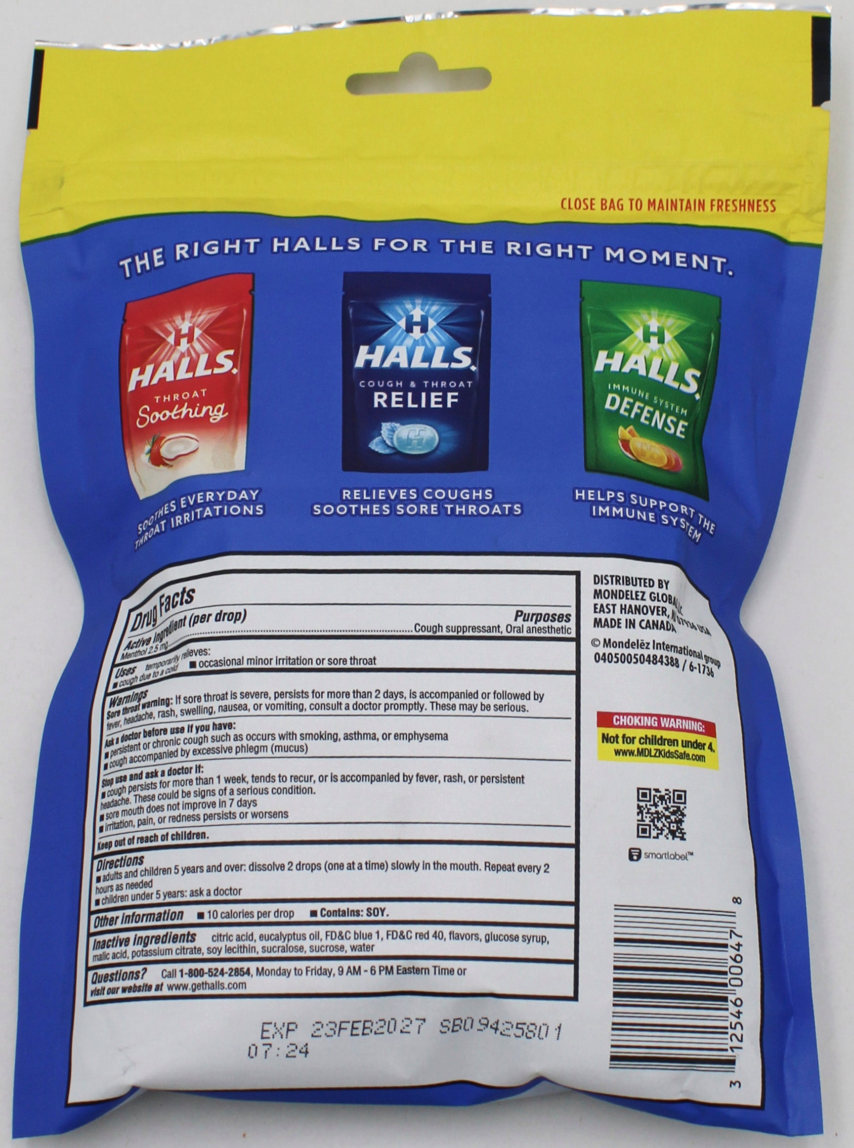 HALLS 80 PC BLUEBERRY BAG EXP 2/23/27