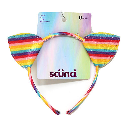 SCUNCI HEADBAND W/ RAINBOW EARS 1CT-NI