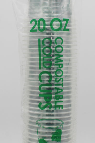 50CT 20OZ PLASTIC CUPS - COMPOSTABLE & NO UPC