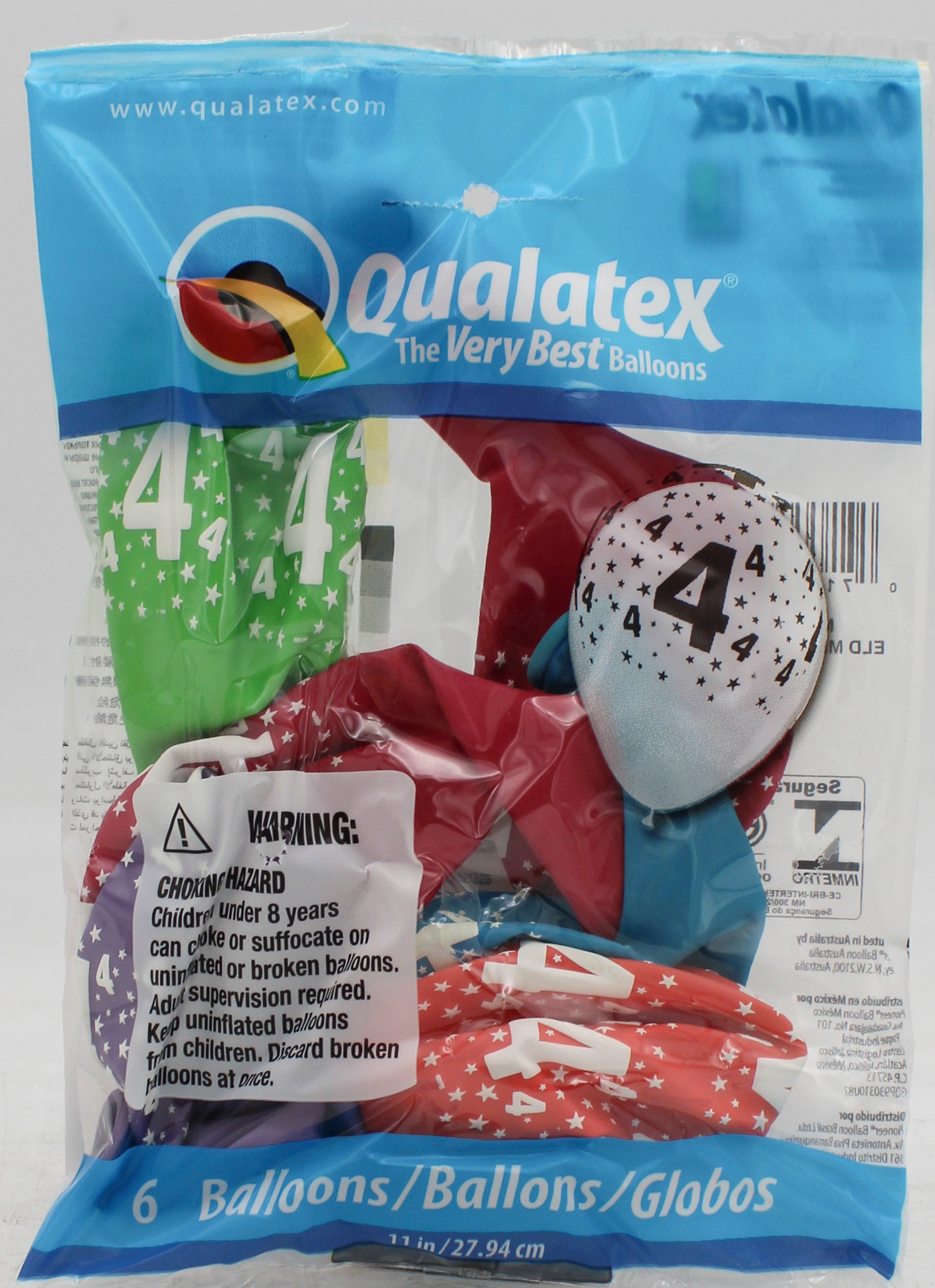 QUALATEX 11" ROUND PARTY BALLOONS AST 6CT STARS #4-A-RND