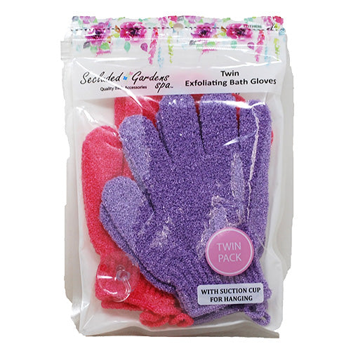 EXFOLIATING BATH GLOVE 2CT ASST W/SUCTION CUP FOR HANGING
