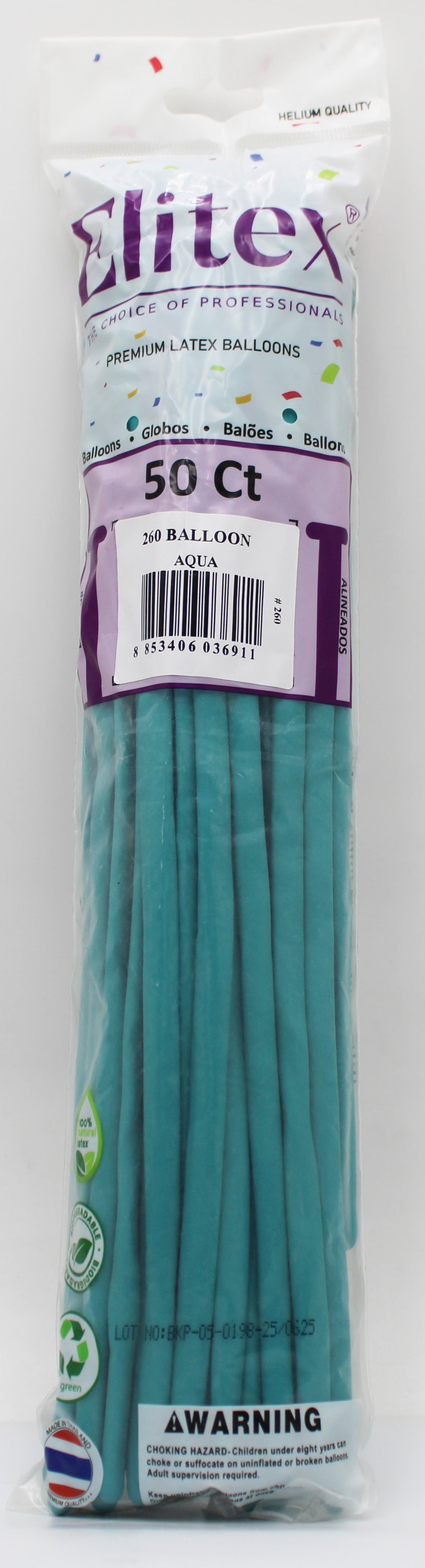 ELITEX 260" AQUA MODELLING BALLOON, 50 PACK