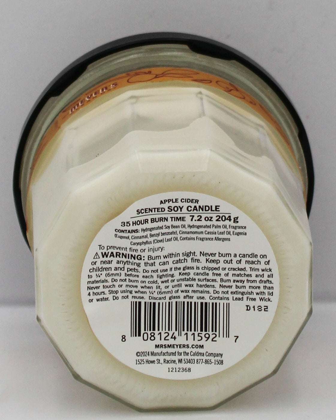 MRS MEYERS LARGE SOY CANDLE APPLE CIDER 7.2oz US