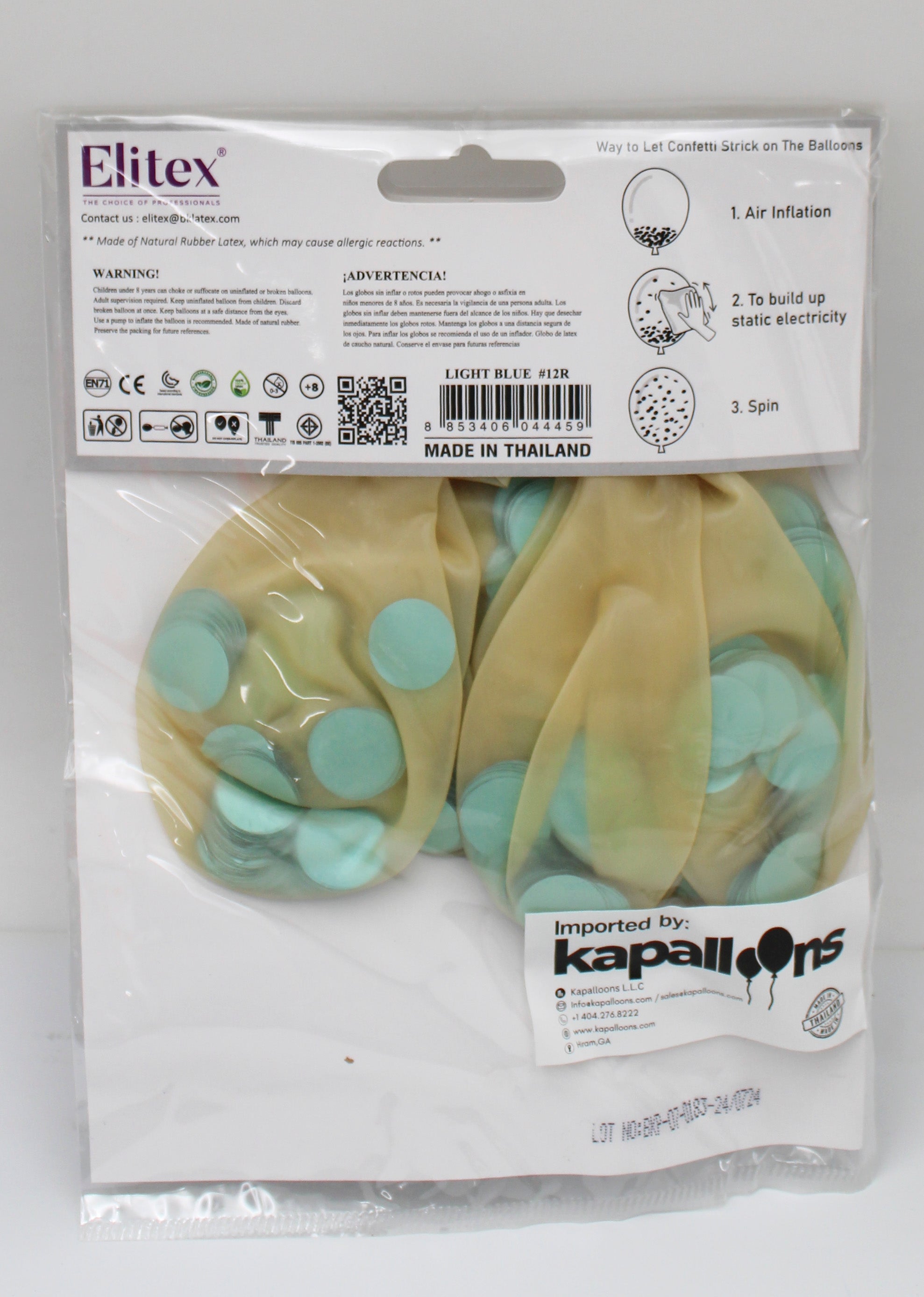 ELITEX 12" LIGHT BLUE CONFETTI BALLOON, 10 PACK