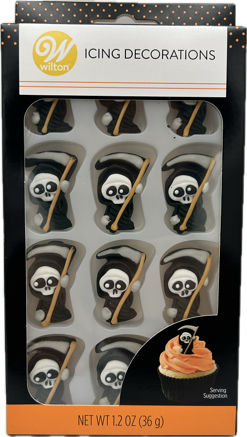 HALLOWEEN GRIM REAPER ICING DECORATION 12 CT NI,