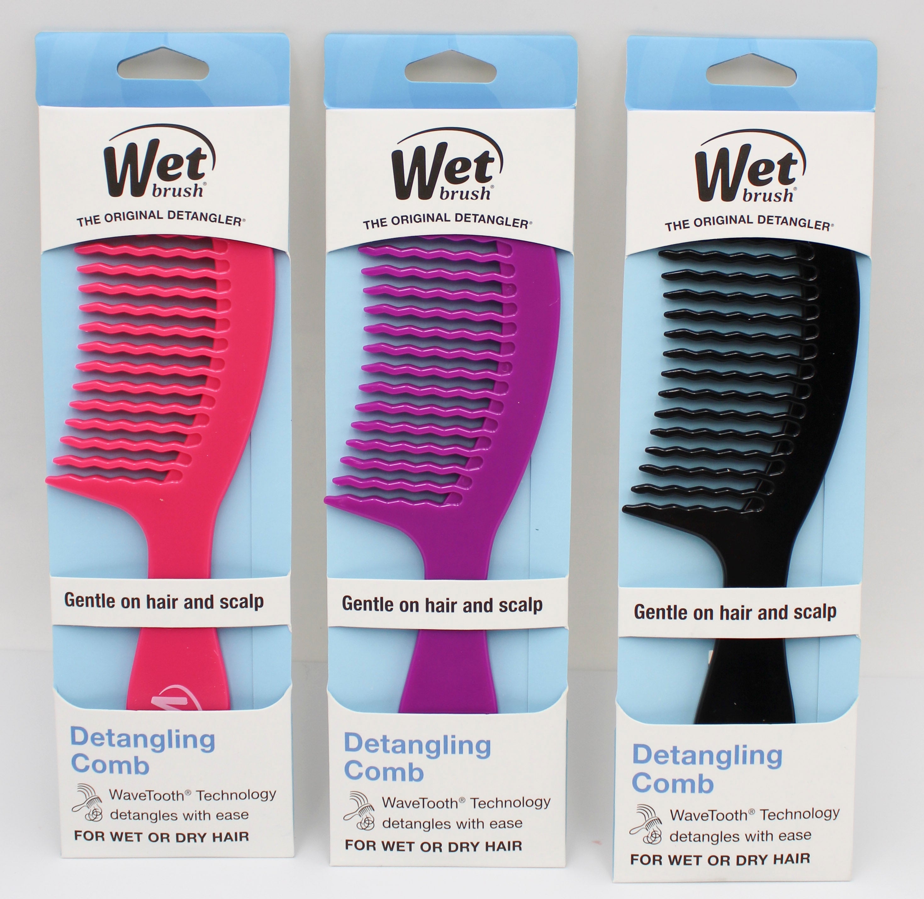 WET BRUSH DETANGLING COMB 3 ASSTORTED COLORS NI