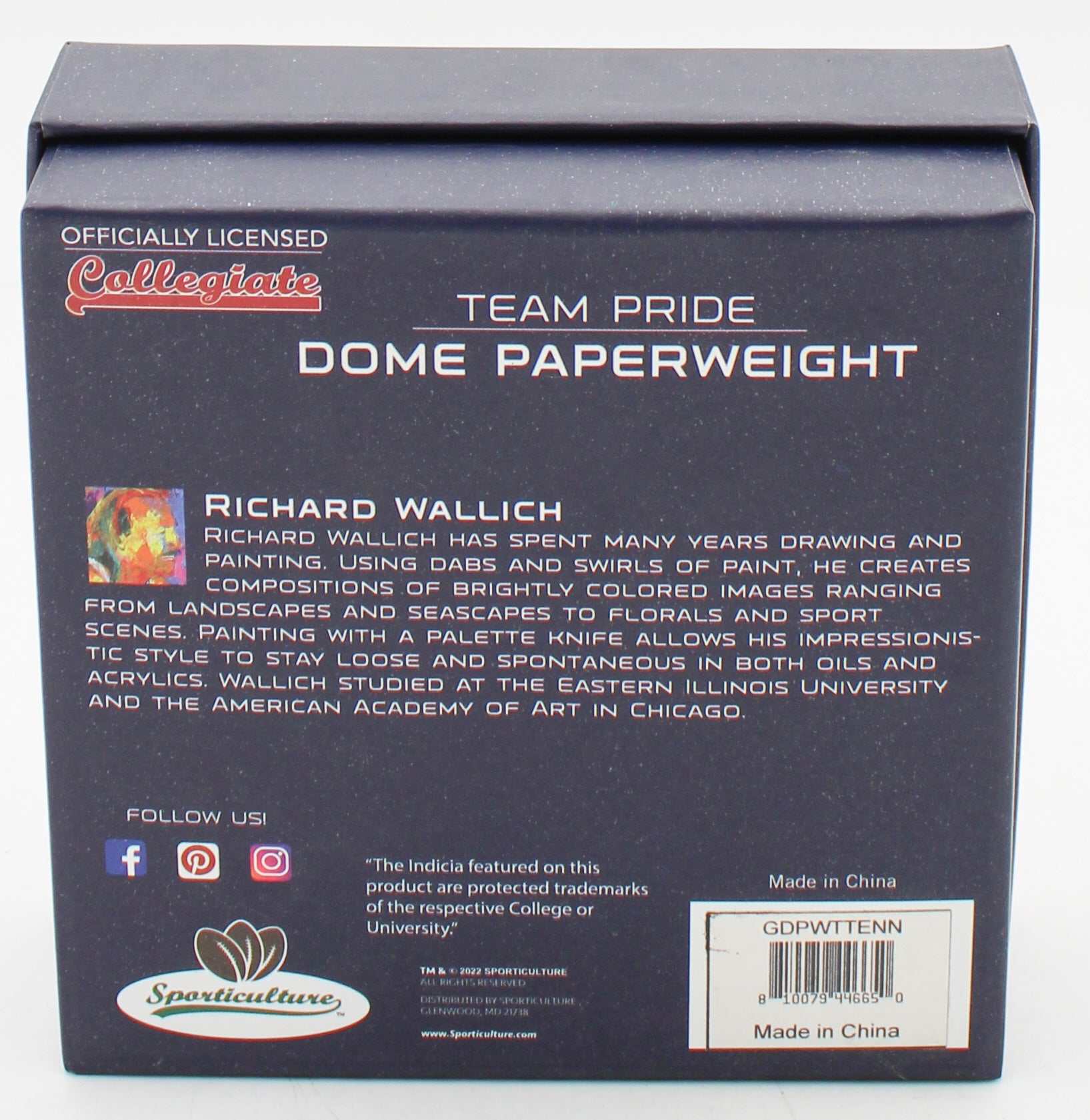 TENESSEE VOLUNTEERS GLASS DOME PAPERWEIGHT 4"