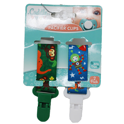 CUDDLE CLUB 2PK PACFIER CLIP-AST/NI