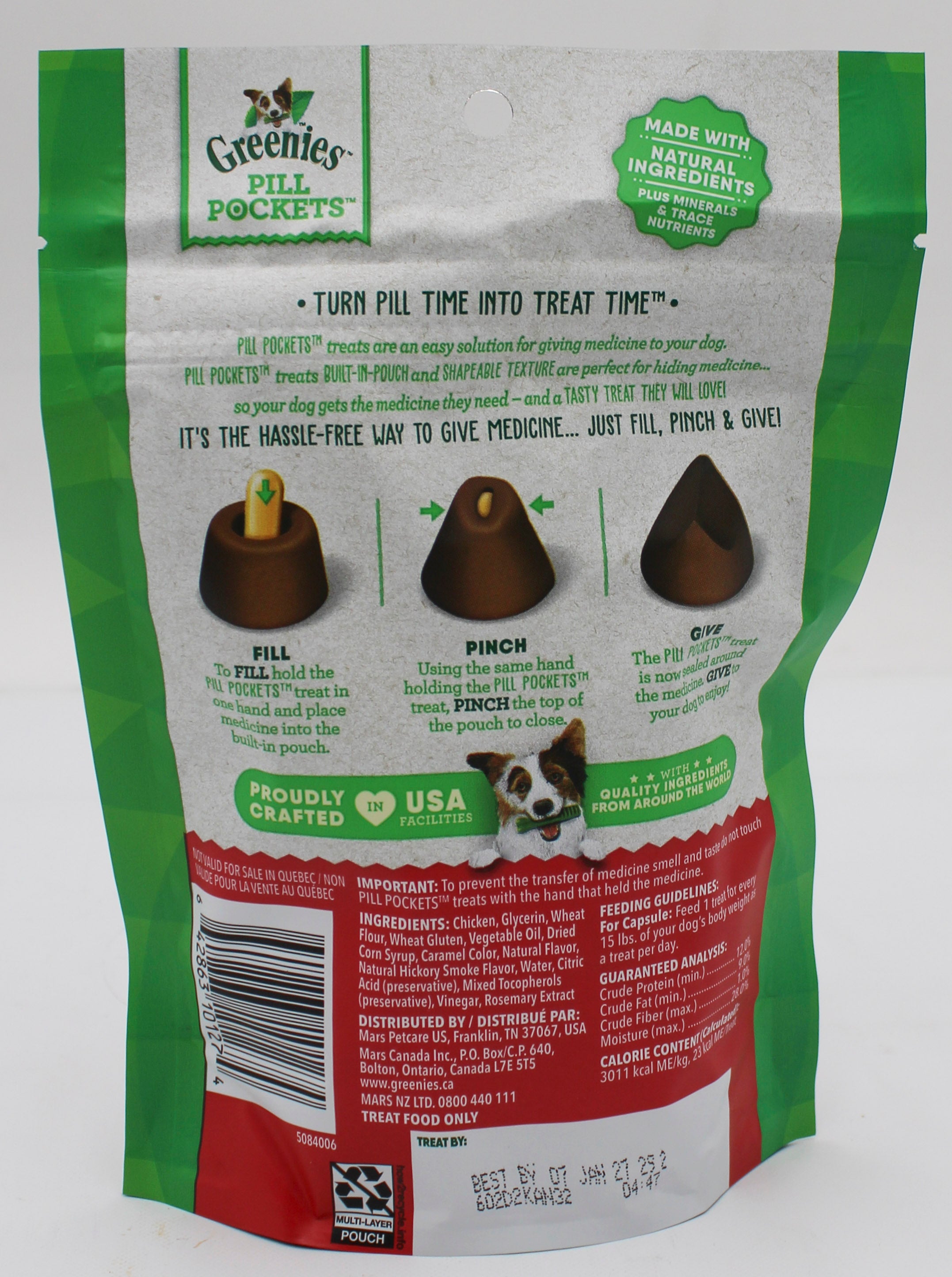 GREENIES PILL POCKETS HICKORY SMOKE FLAVOR LARGE CAPSULE SIZE SOFT DOG TREATS 7.9 OZ (30 PK) BB 1/31/2027