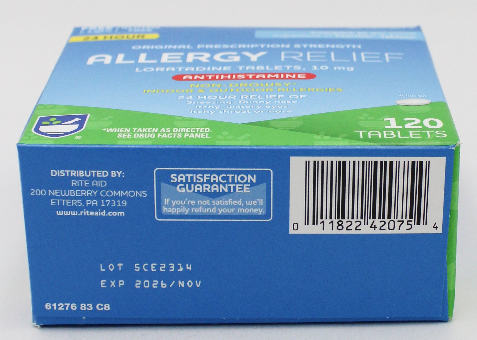 RITE AID ALLERGY RELIEF ANTIHISTAMINE TABLETS 120ct EXP 11/30/2026 COMPARES TO Claritin