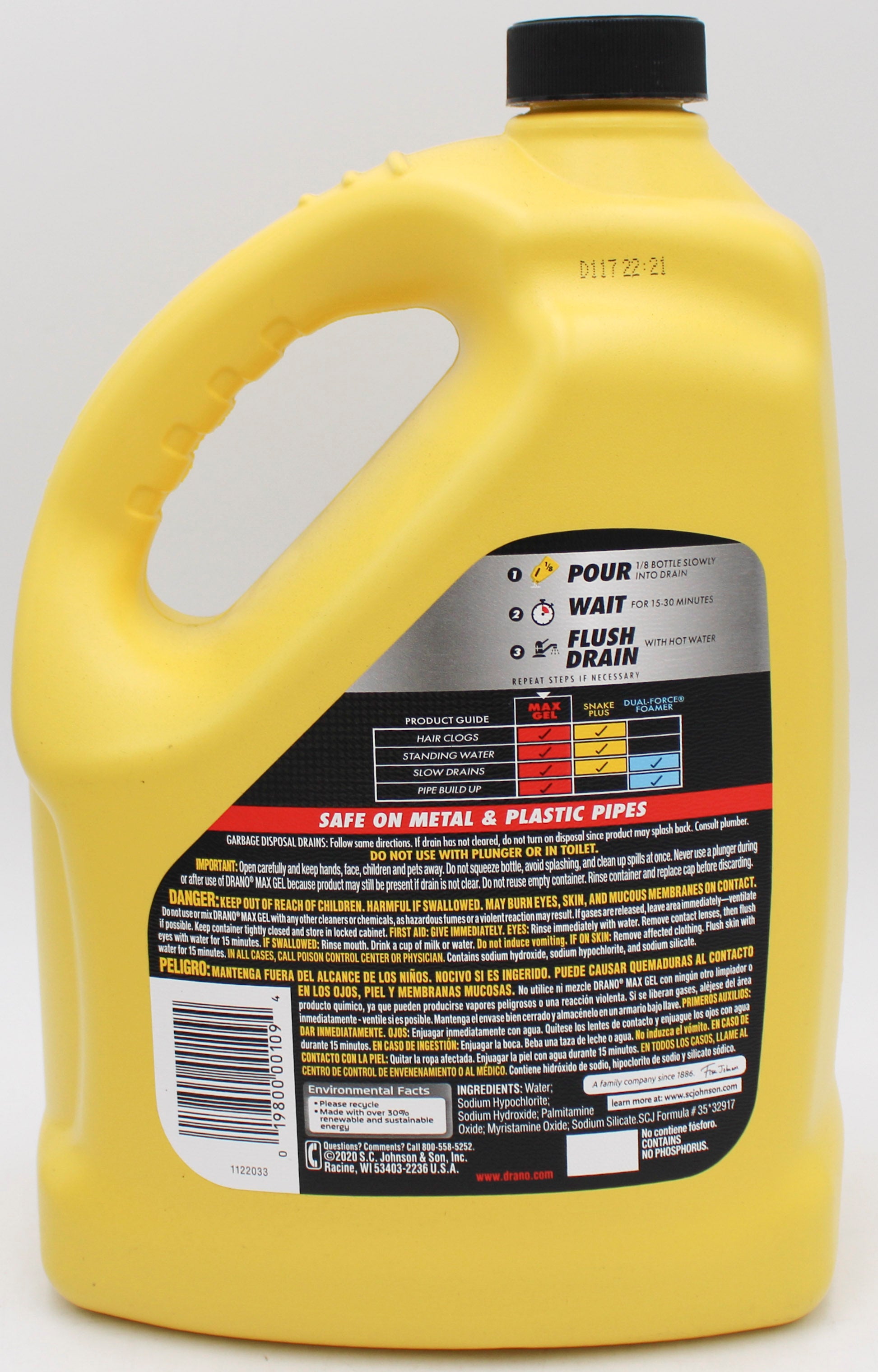 SP DRANO MAX GEL 128oz COMMERCIAL LINE