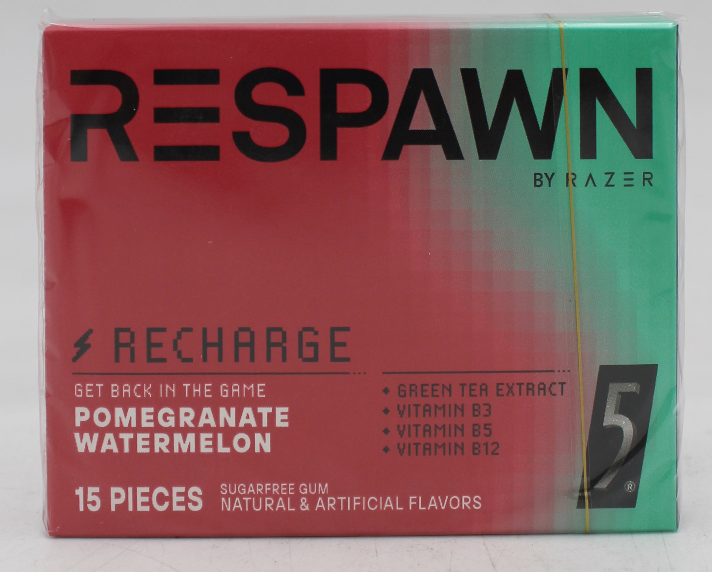 RESPAWN by 5 Gum Pomegranate Watermelon Sugar Free Chewing Gum 15 Sticks