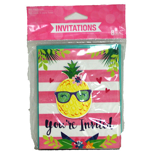 PARTY INVITAITONS 8CT-PINEAPPLE FRIENDS