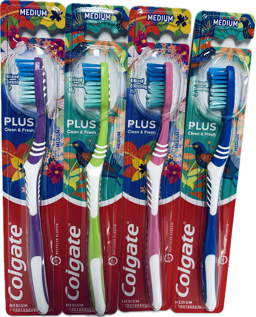 COLGATE PLUS CLEAN & RESH TOOTHBRUSH MEDIUM ASSORTED COLORS NI