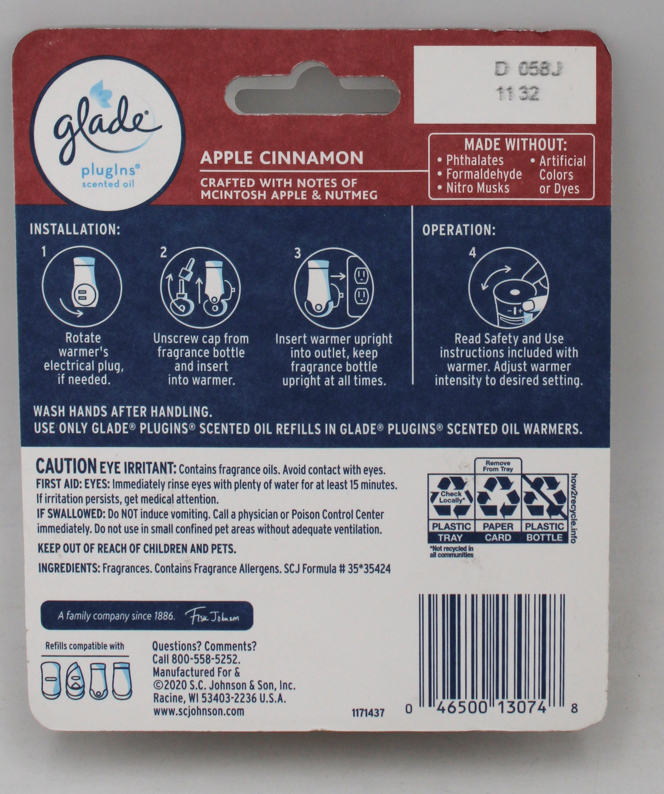 SP GLADE PLUGINS SCENTED OIL APPLE CINNAMON 2ct 0.67oz