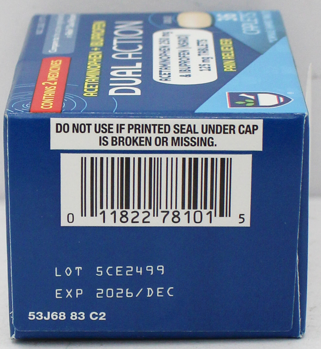 RITE AID PAIN RELIEF ACETAMINOPHEN/IBUPROFEN CAPLETS 36ct EXP 12/31/2026 COMPARES TO Advil Dual Action