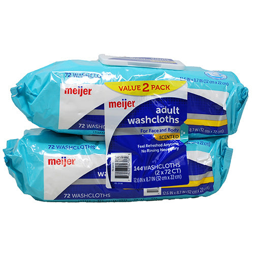 Meijer Adult Washcloths Scented 2 x 72ct Packs