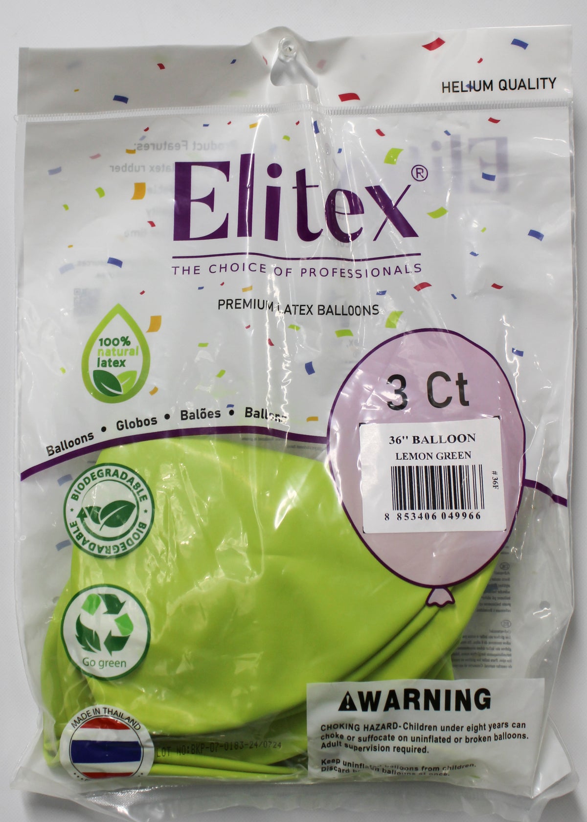 ELITEX 36" PASTEL LEMON GREEN ROUND BALLOON, 3 PACK