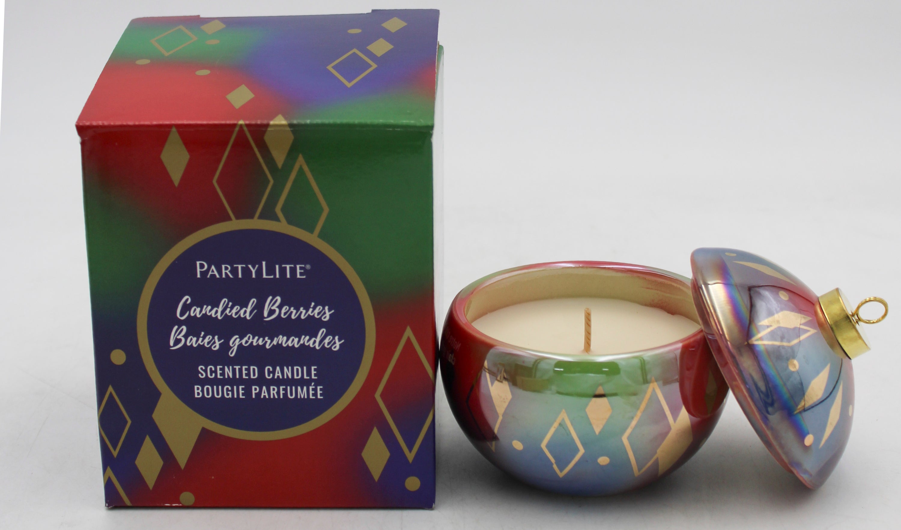 PARTYLITE CANDIED BERRIES CHRISTMAS ORNAMENT JAR CANDLE 4oz