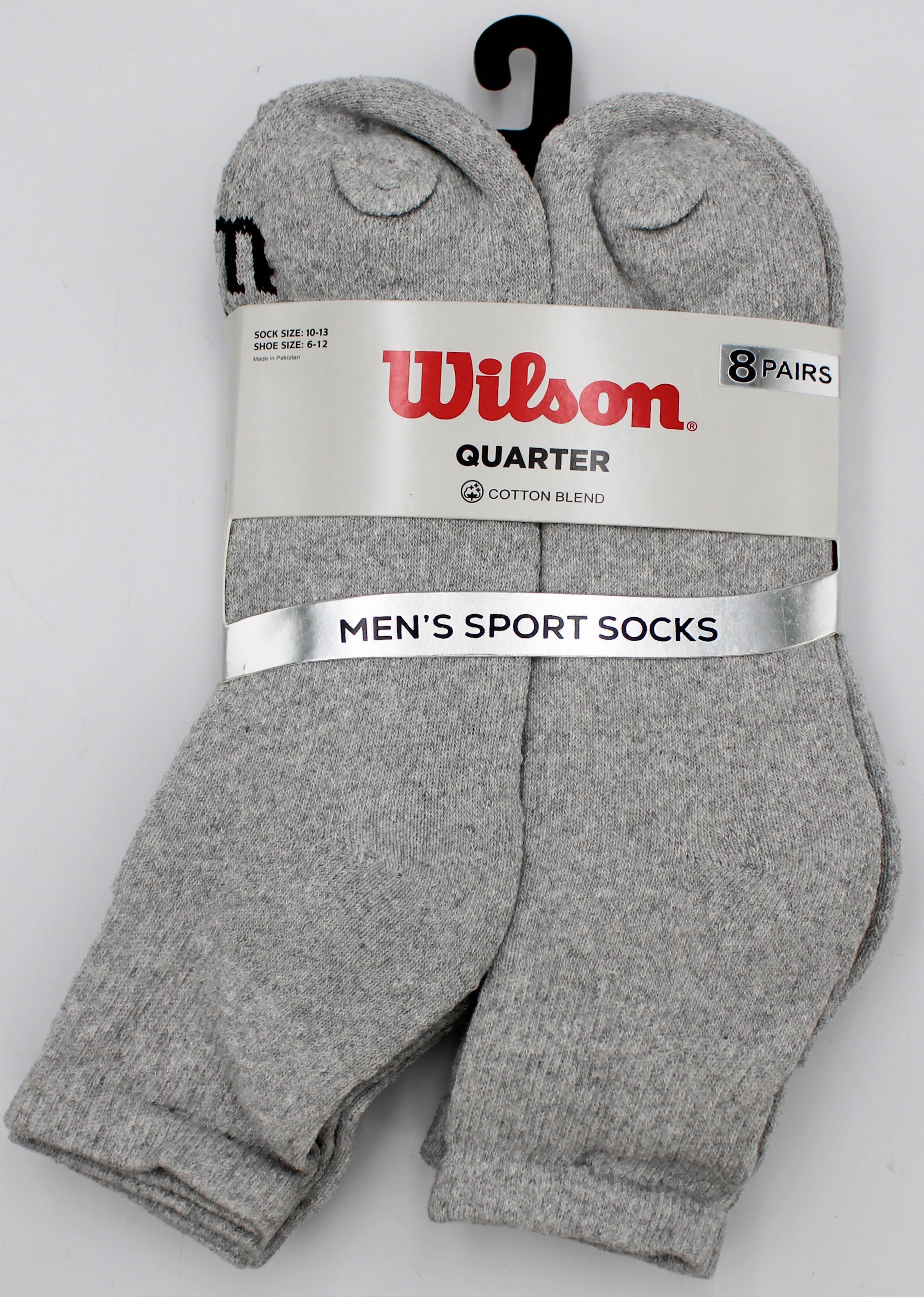 8PK WILSON MENS ANKLE SOCKS - GREY NI