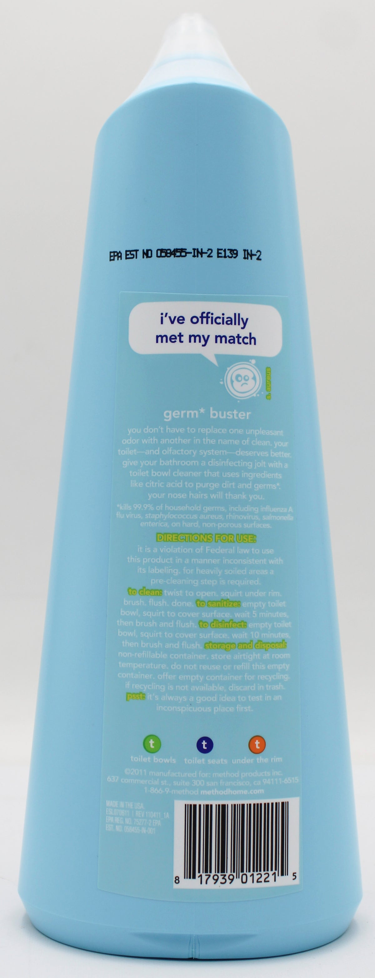 METHOD TOILET CLEANER ANTIBAC SPEARMINT 24oz US