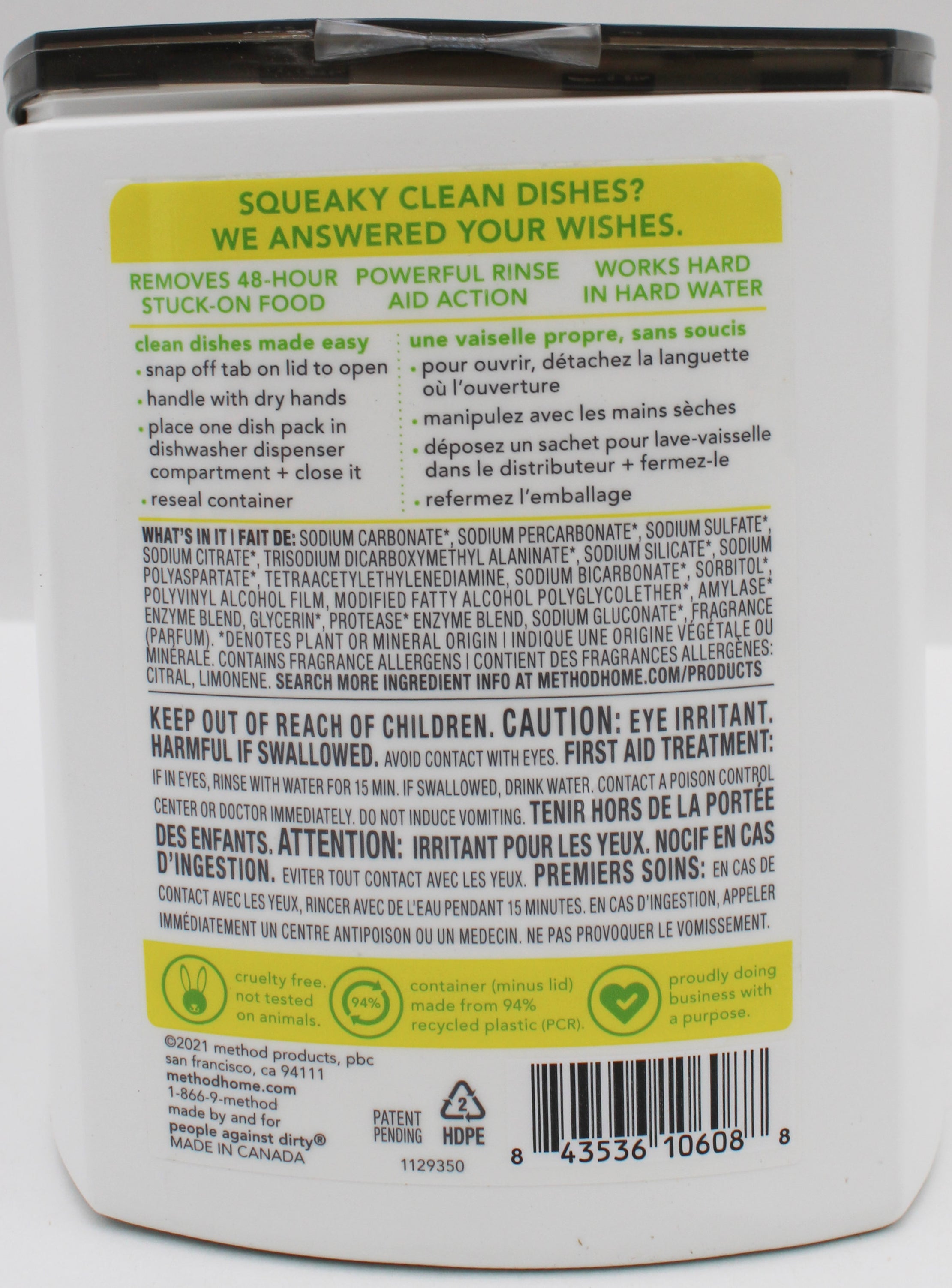 METHOD DISHWASHER PACKS LEMON MINT 30ct US