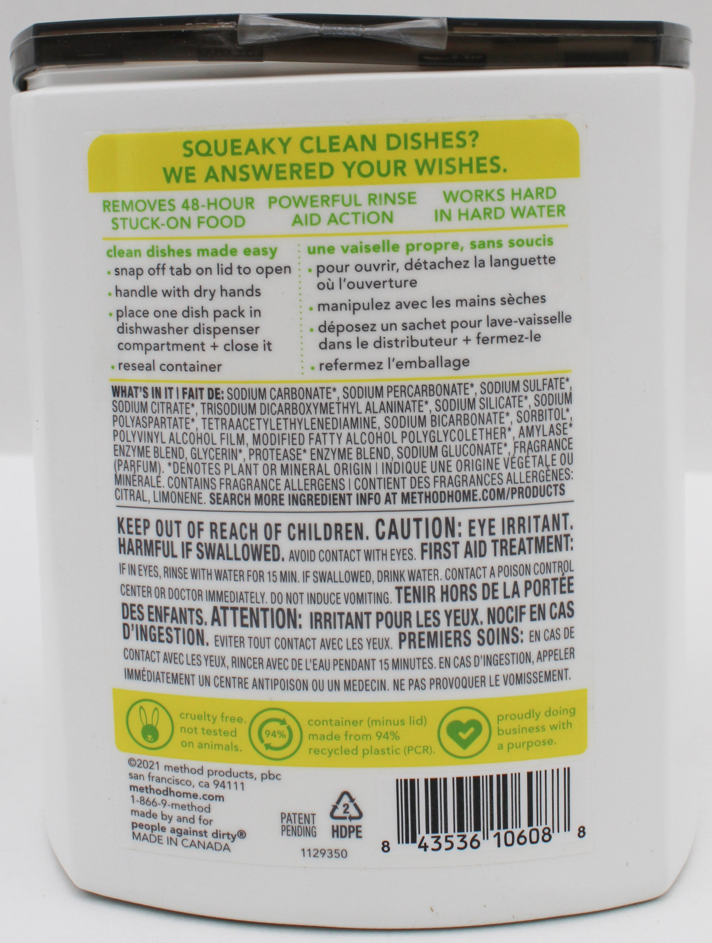 METHOD DISHWASHER PACKS LEMON MINT 30ct US