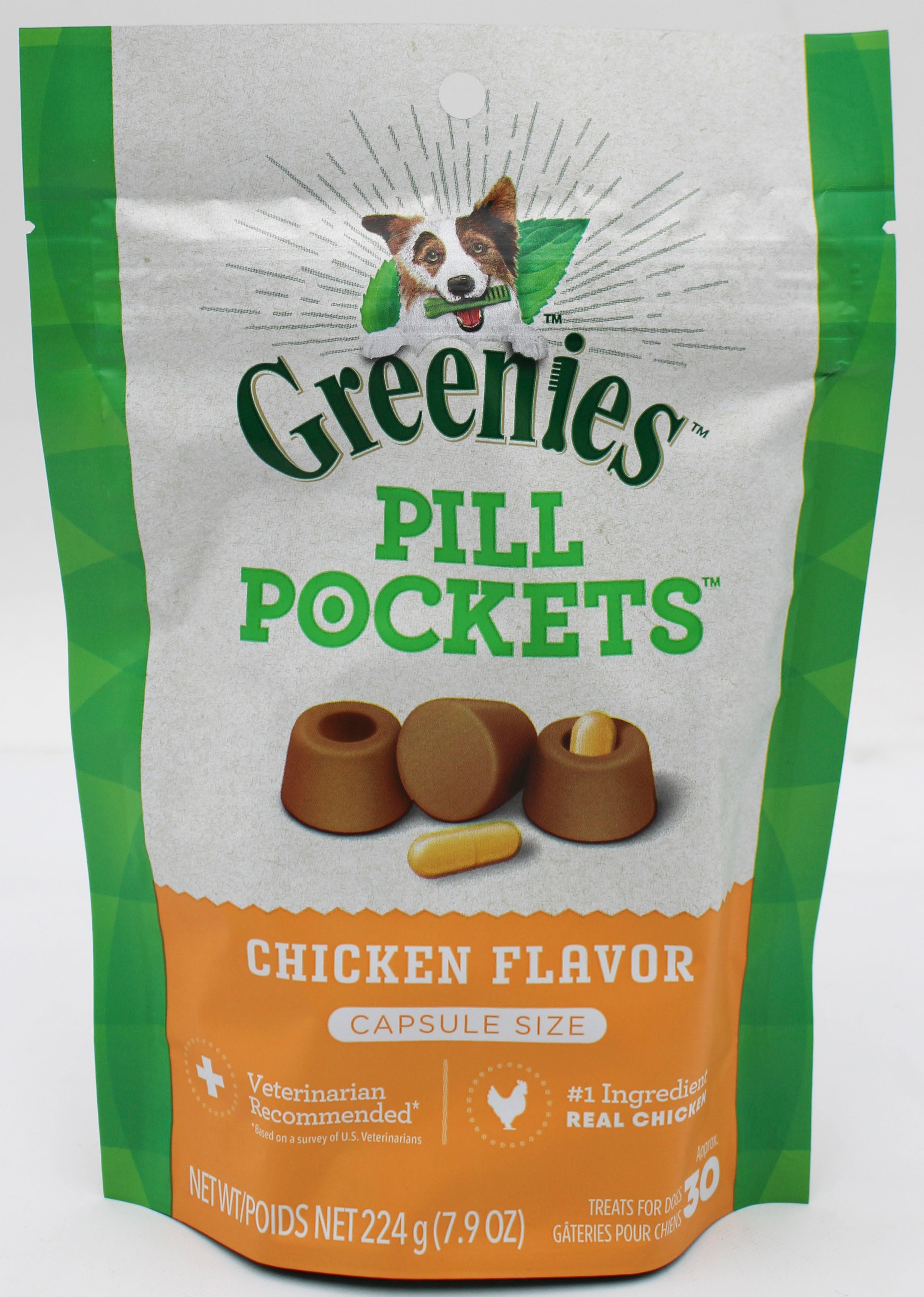 GREENIES PILL POCKETS CHICKEN FLAVOR LARGE CAPSULE SIZE SOFT DOG TREATS 7.9 OZ (30 PK) BB 1/5/2027