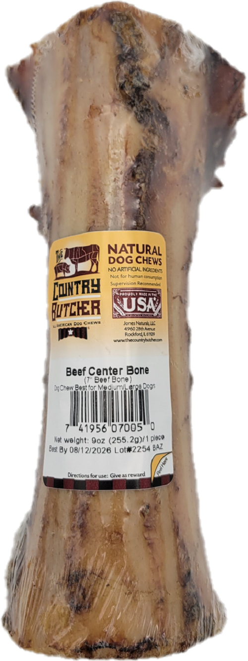 THE COUNTRY BUTCHER NATURAL DOG CHEWS CENTER BONE 7" 1CT  9ozBEEF  BB 12/2/26