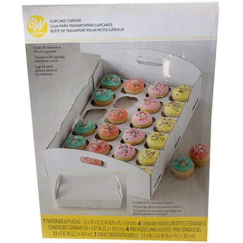 SP CUPCAKE CARRIER(HOLDS 24)W/LID-WHTE.