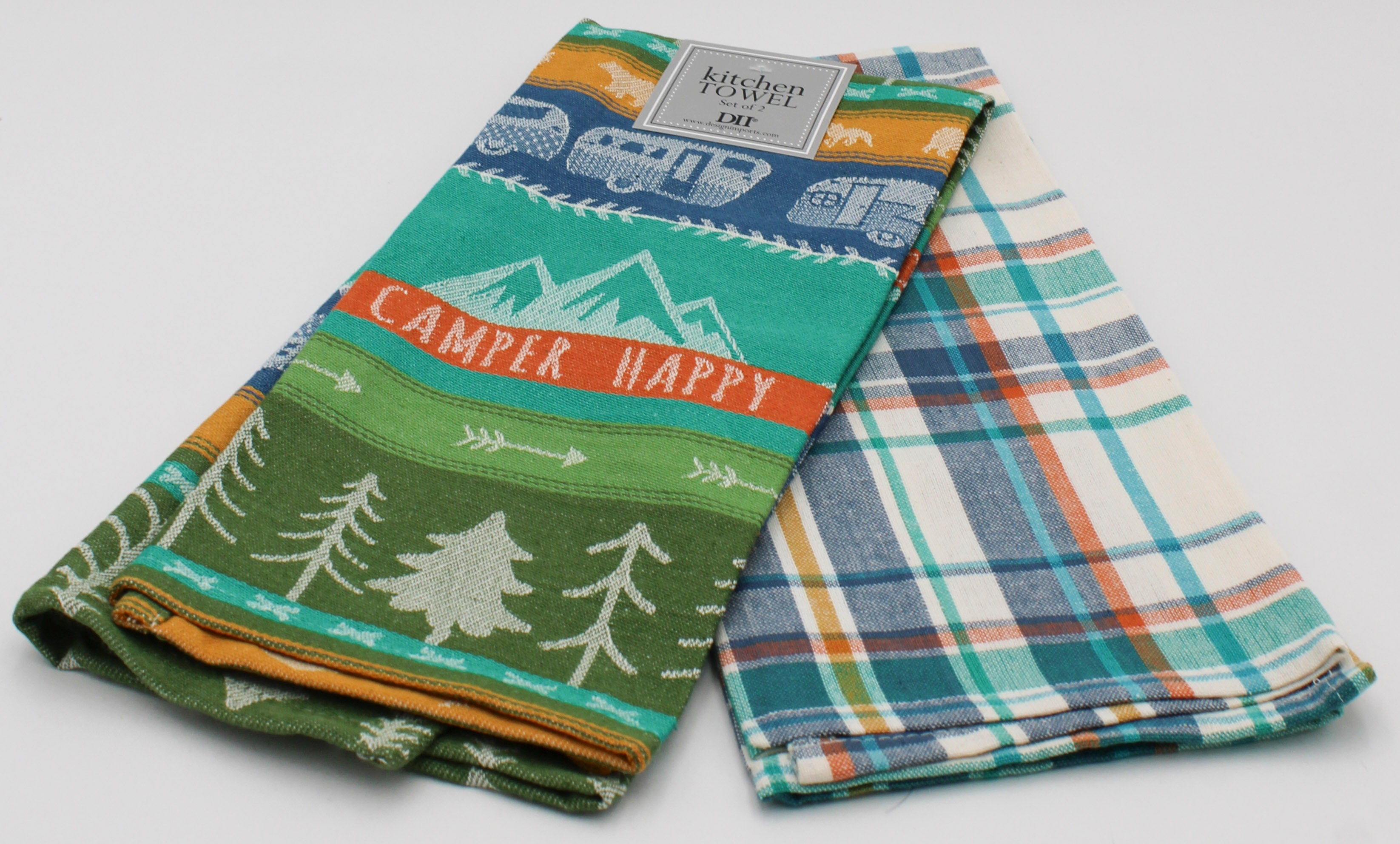 SET OF 2 DISHTOWELS - HAPPY CAMPER