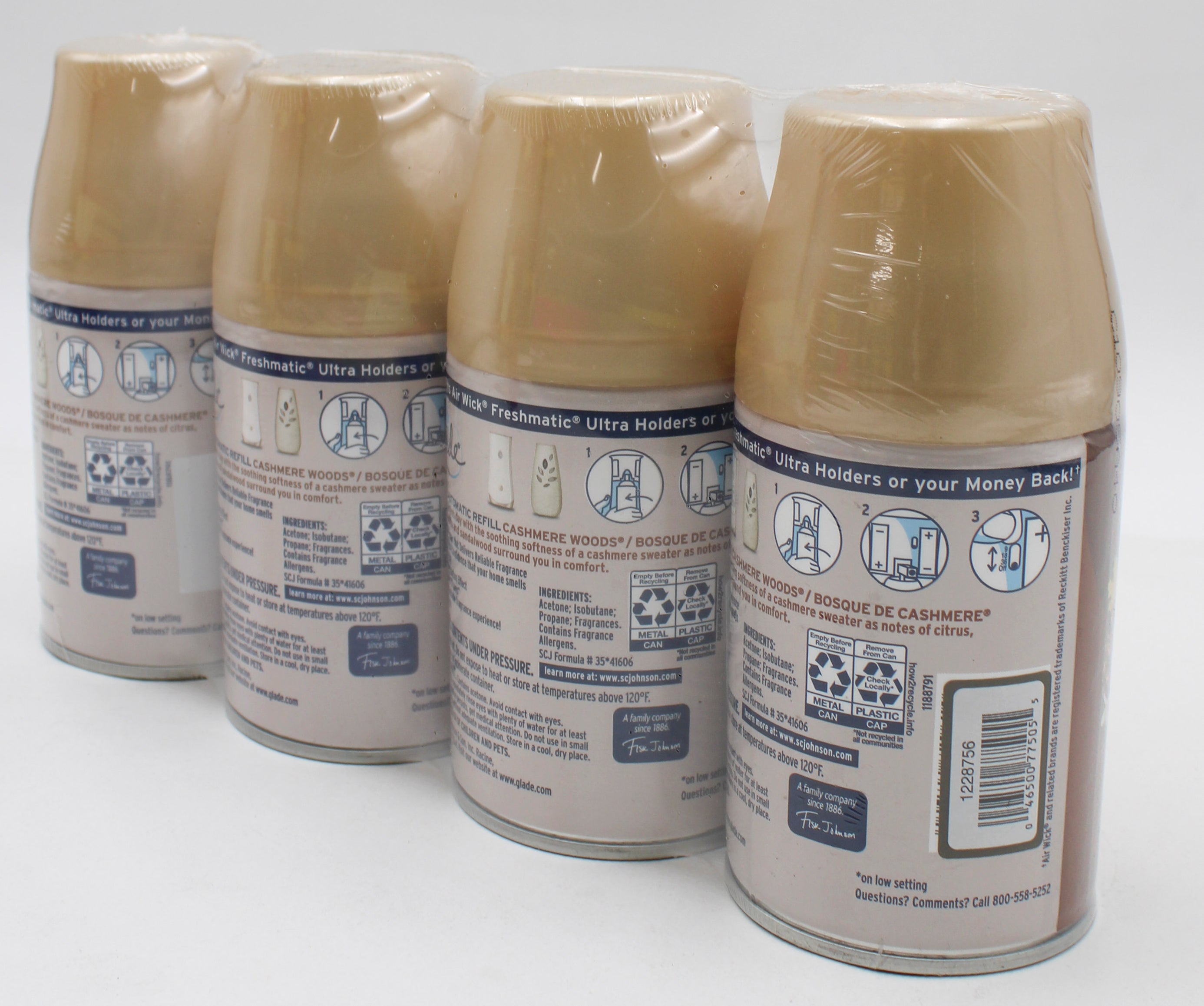 SP GLADE AUTO SPRAY REFILL 4PK 6.2oz CASHMERE WOODS