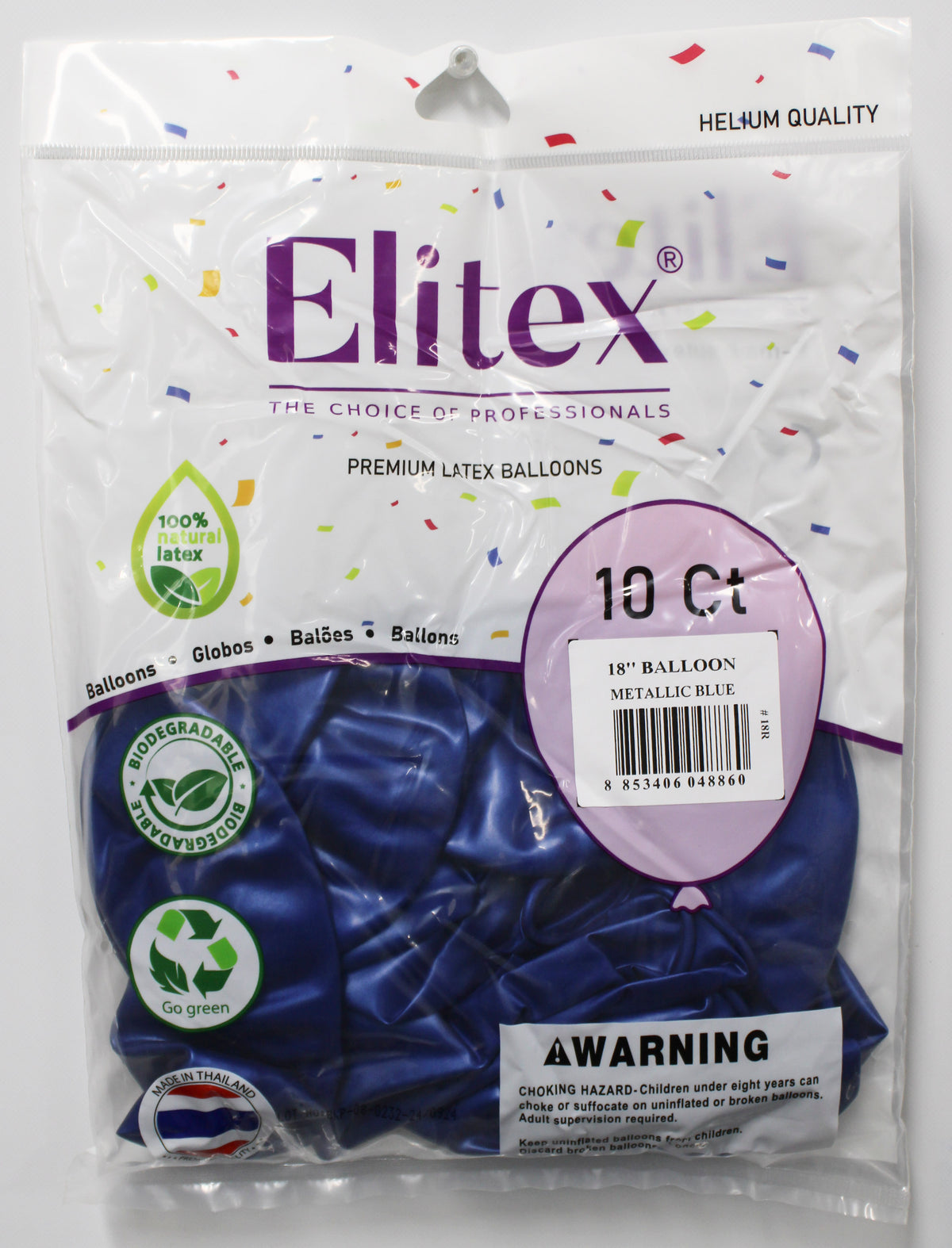 ELITEX 18" METALLIC BLUE ROUND BALLOON, 10 PACK