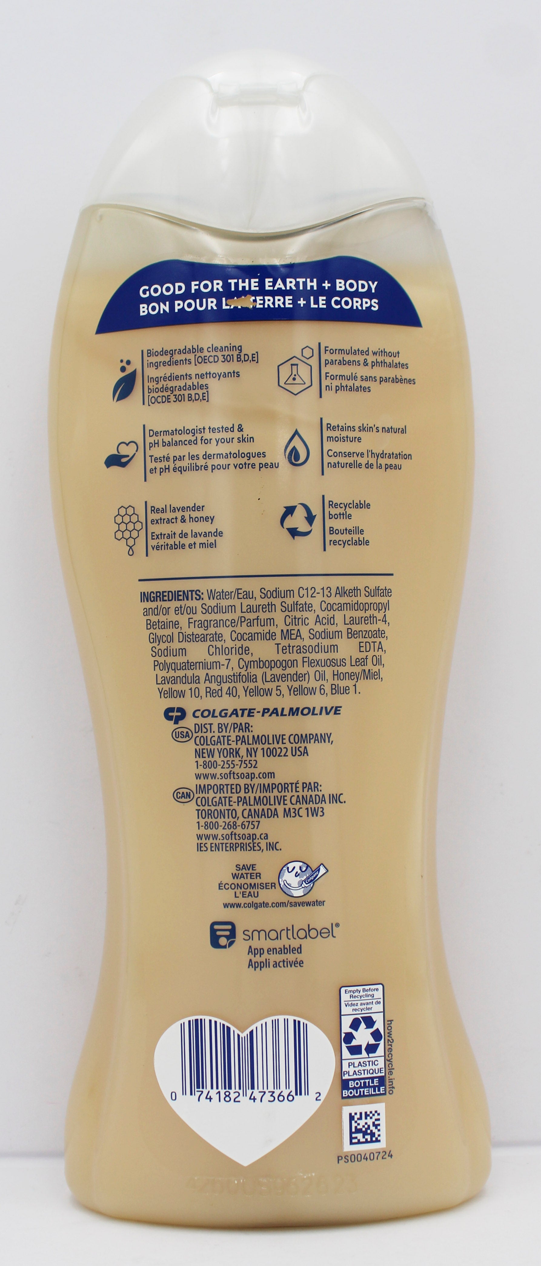 SOFTSOAP BODY WASH LAVENDER & HONEY CREME 20floz/591ml NI