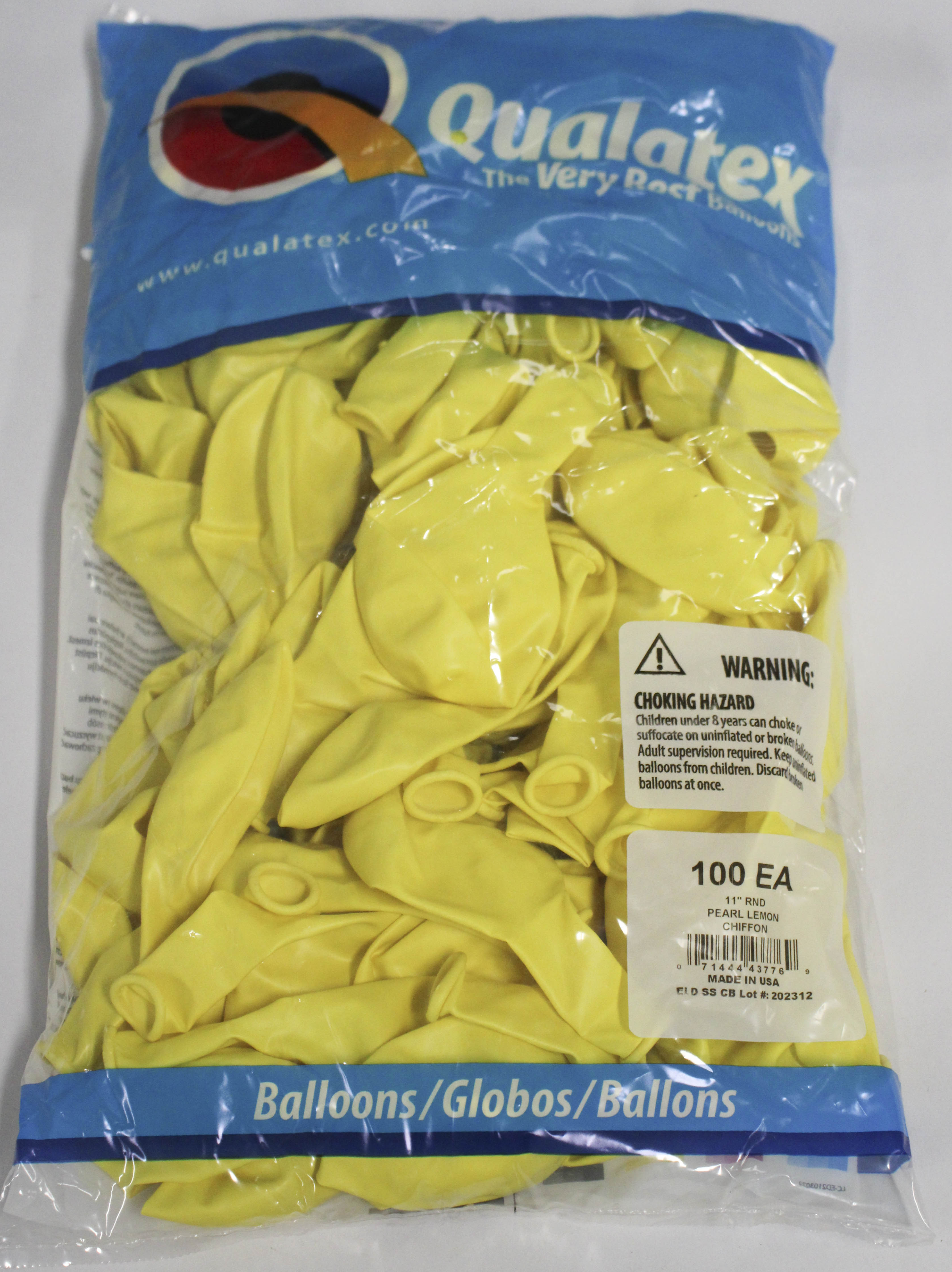 QX 11" Round Latex Balloons Pearl Lemon Chiffon 100ct