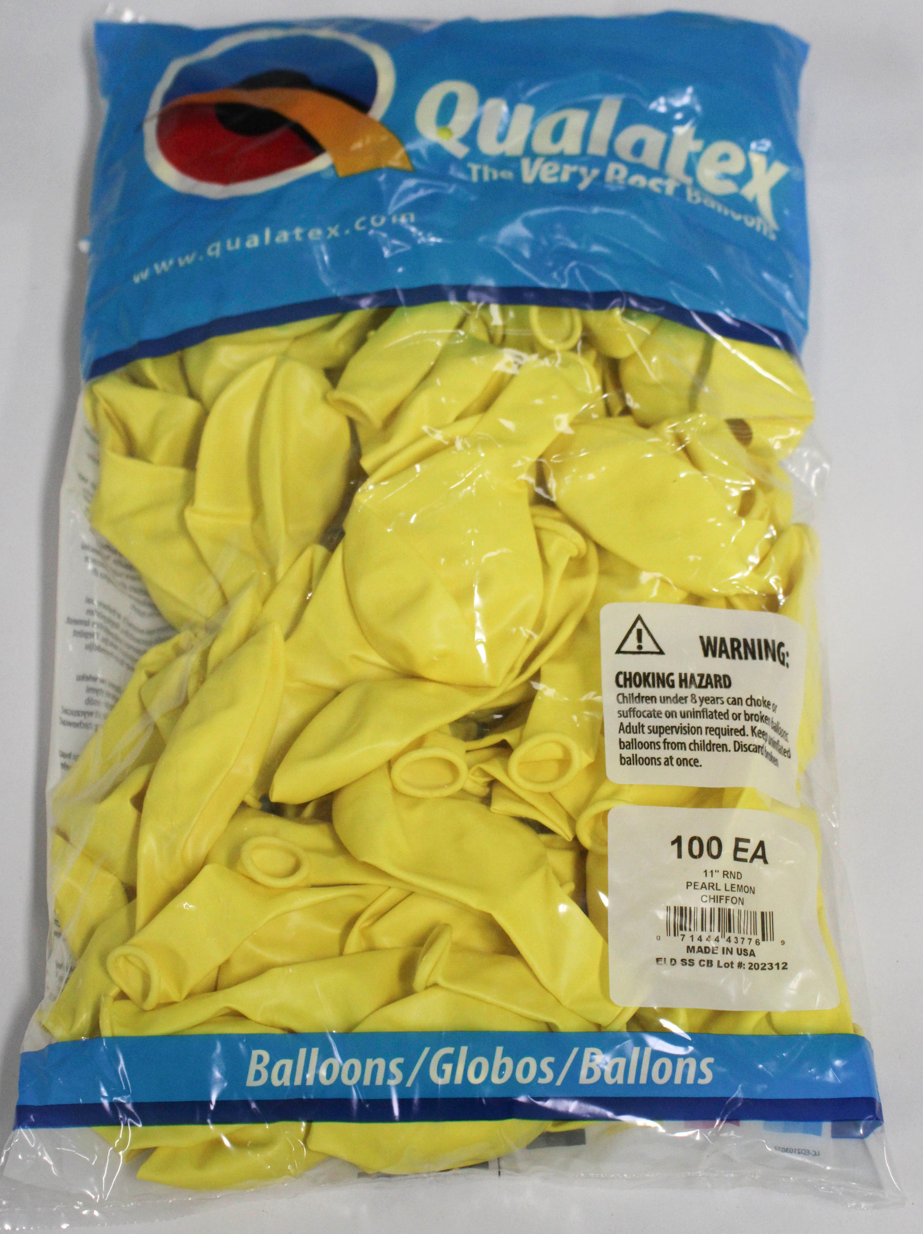 11" ROUND QX LATEX BALLOON 100CT PEARL LEMON CHIFFON