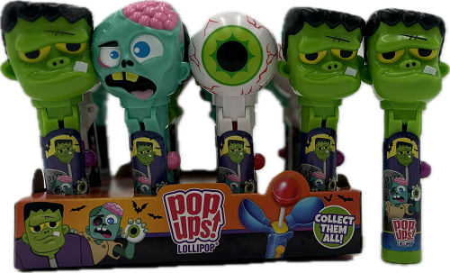 LOLLIPOPS MONSTER MIX POP UPS 12 CT 0.35oz HALLOWEEN DISPLAYS BEST BY 3/12/26